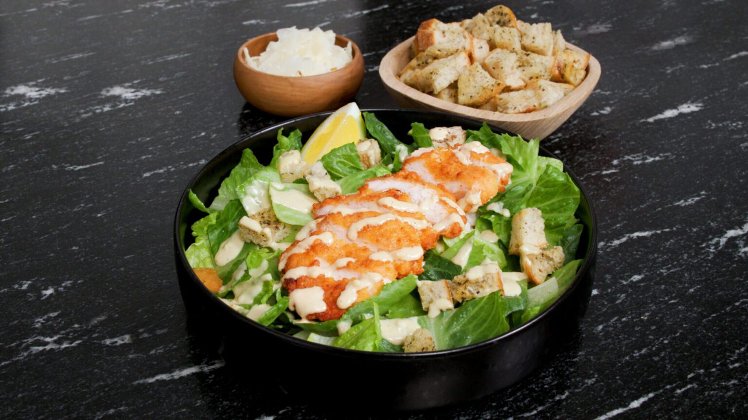 Crispy Chicken Caesar Salad With Homemade Dressing Just Bare Foods