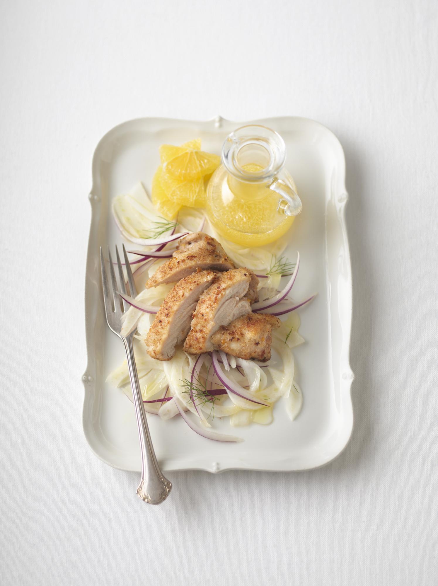 Pan-Fried Orange Chicken with Fennel & Onion Salad - Just Bare Foods