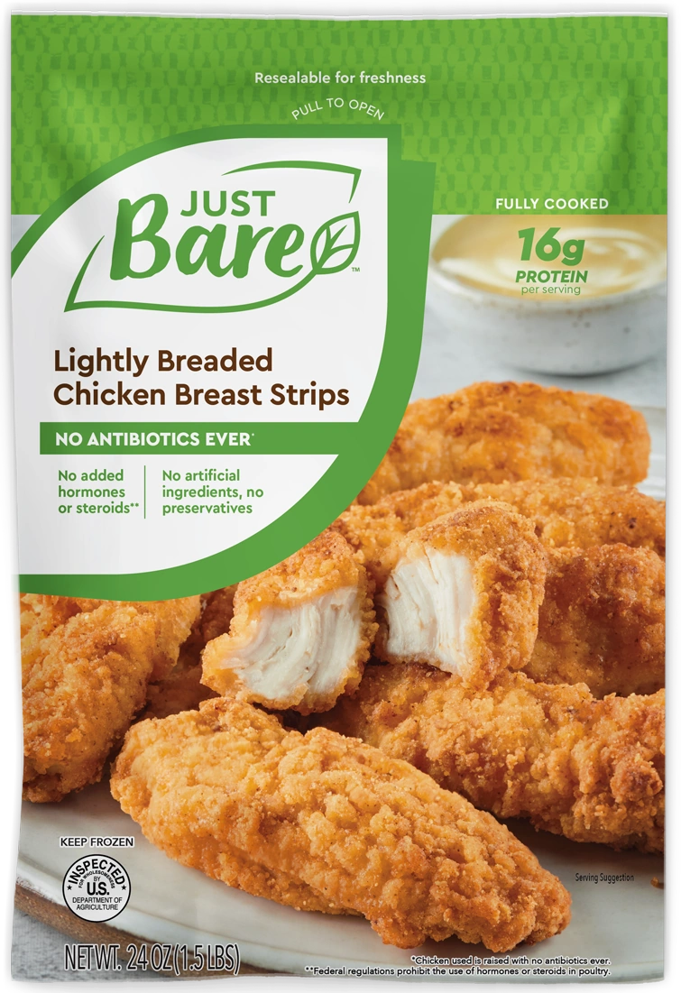 Lightly Breaded Spicy Chicken Breast Strips (3lbs) - Just Bare Foods