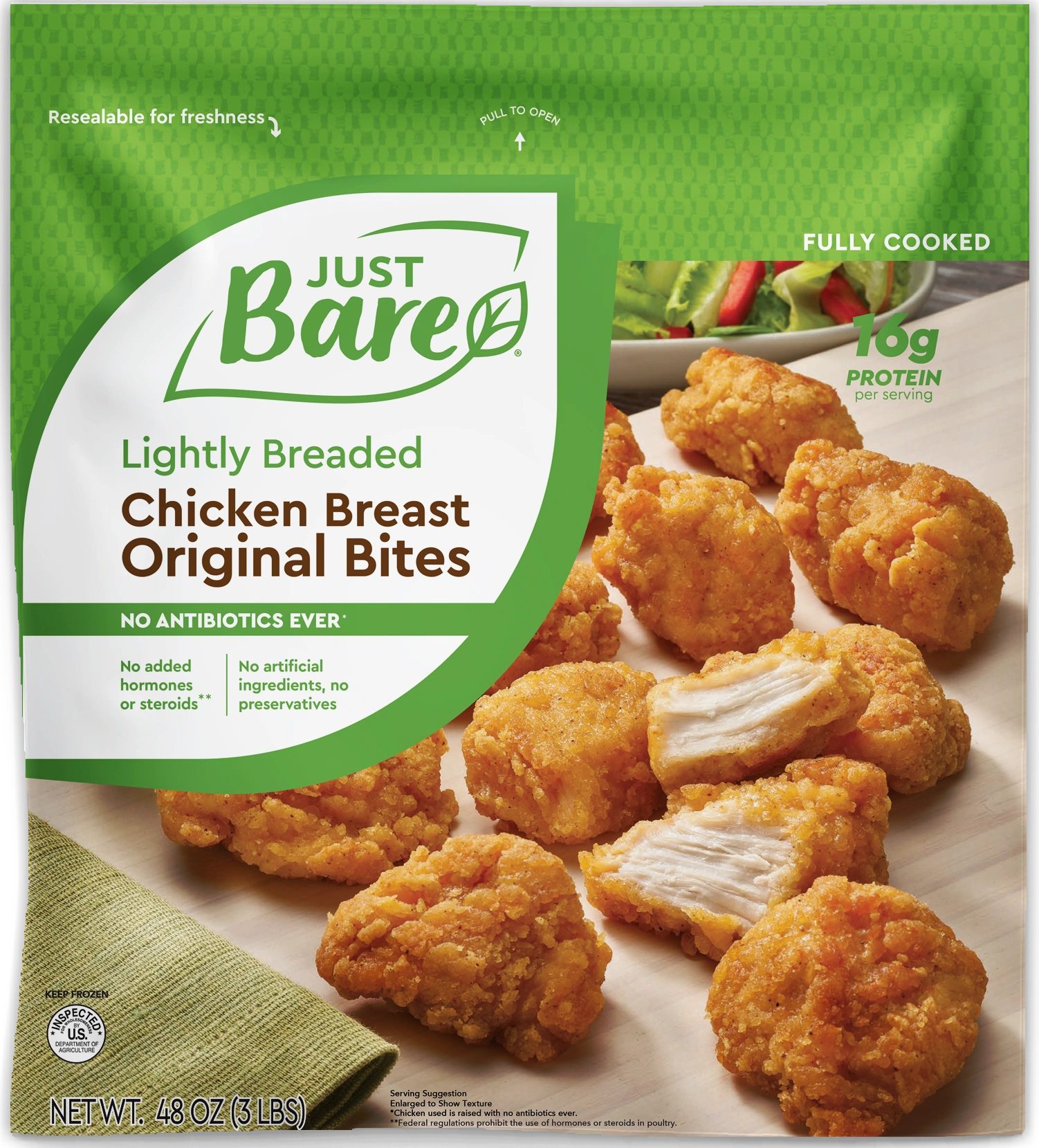Lightly Breaded Chicken Breast Bites (3lbs) - Just Bare Foods